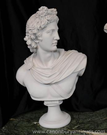 Italian Carved Bust Apollo Faux Marble Interiors
